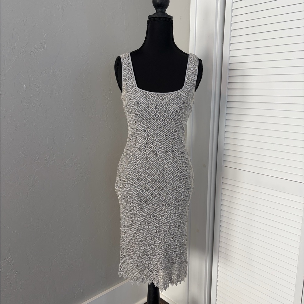 Elegant Beaded Squareneck Dress